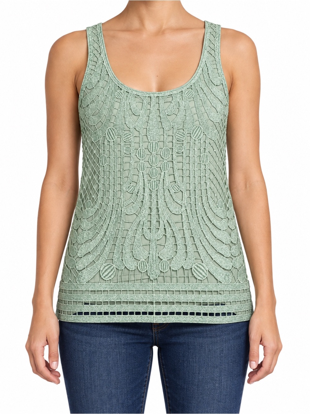 Express Women’s Mint Green Crochet Lace Tank Top | Size Medium